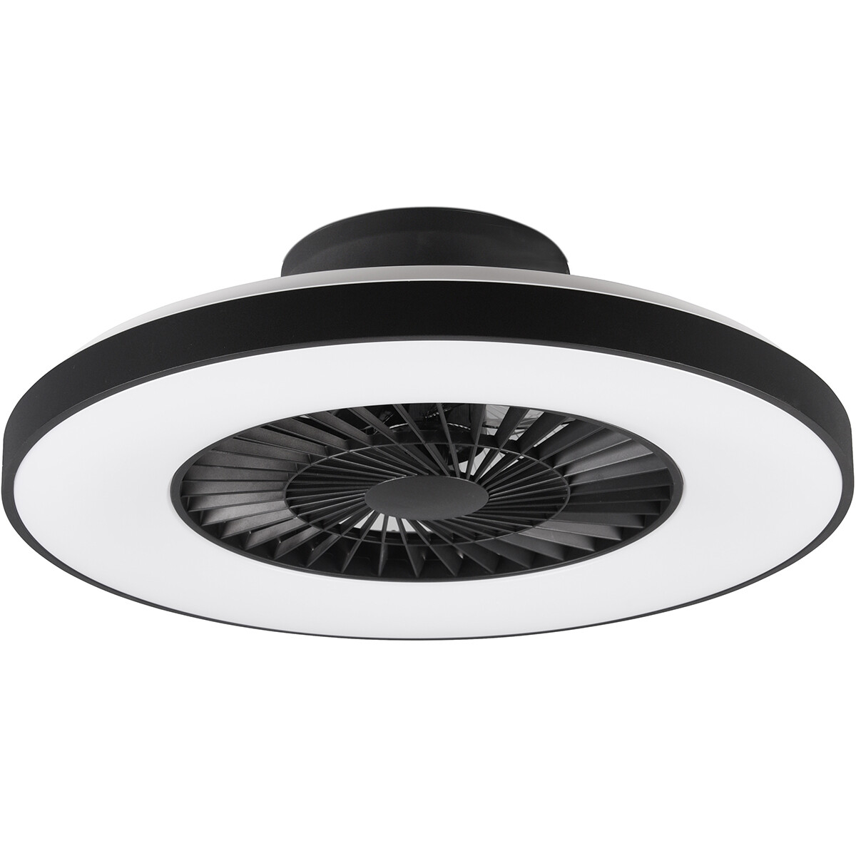 LED Plafondlamp met Ventilator - Plafondventilator - Trion Halma - 40W - Aanpasbare Kleur - Afstandsbediening - Dimbaar - Rond - Mat Zwart - Kunststof