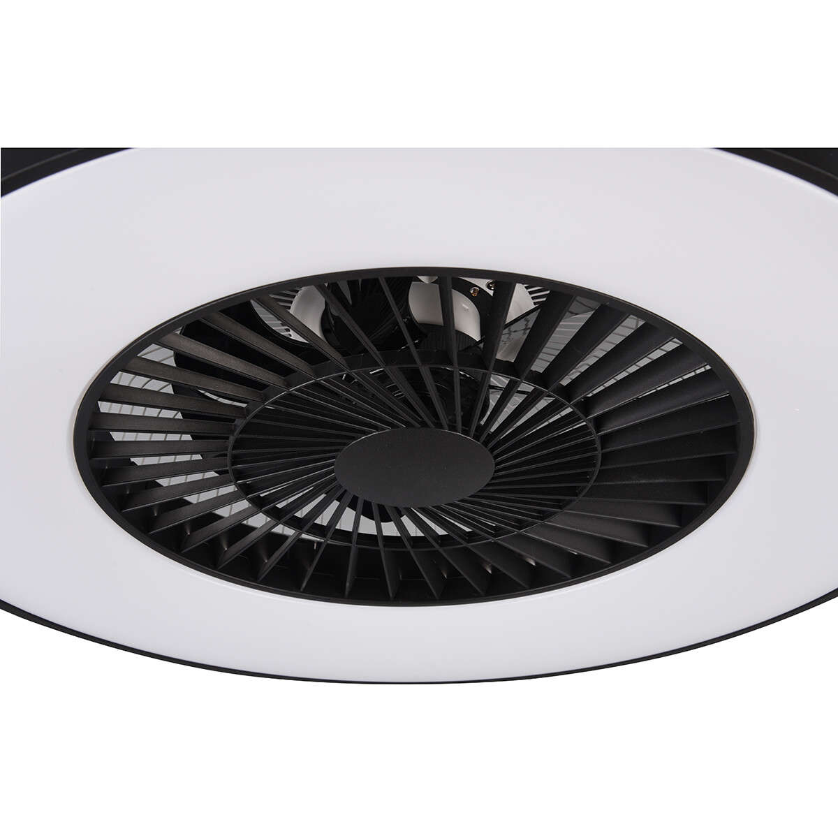 LED Plafondlamp met Ventilator - Plafondventilator - Trion Halma - 40W - Aanpasbare Kleur - Afstandsbediening - Dimbaar - Rond - Mat Zwart - Kunststof