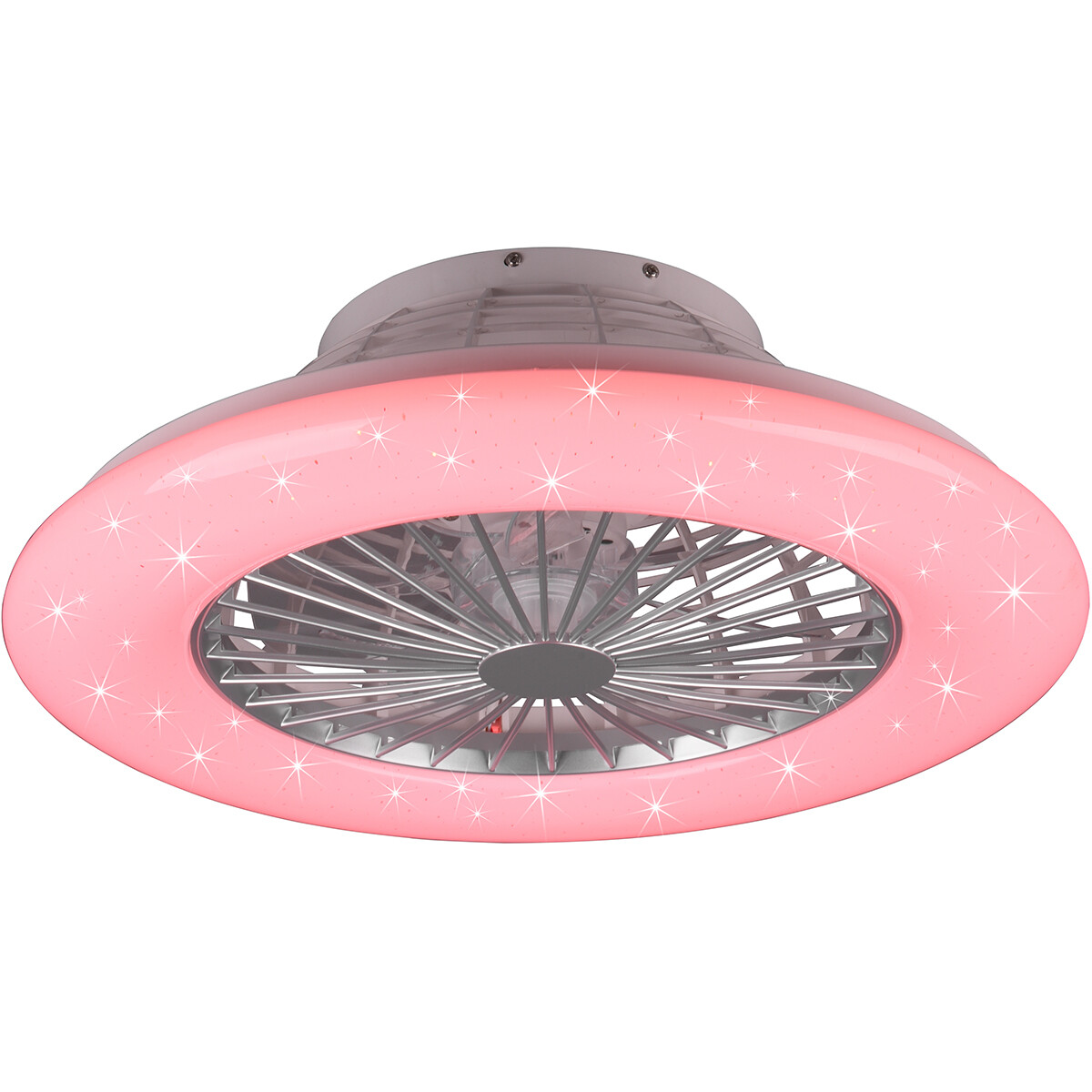 LED Plafondlamp met Ventilator - Plafondventilator - Trion Romina - 39W - Aanpasbare Kleur - Afstandsbediening - RGBW - Dimbaar - Rond - Mat Titaan - Kunststof