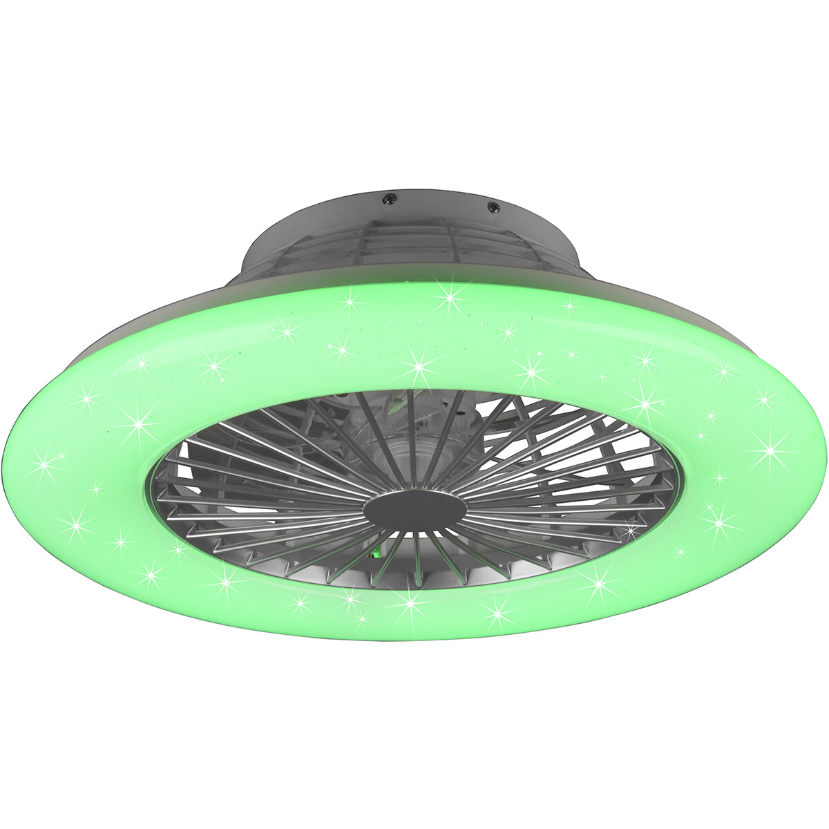 LED Plafondlamp met Ventilator - Plafondventilator - Trion Romina - 39W - Aanpasbare Kleur - Afstandsbediening - RGBW - Dimbaar - Rond - Mat Titaan - Kunststof