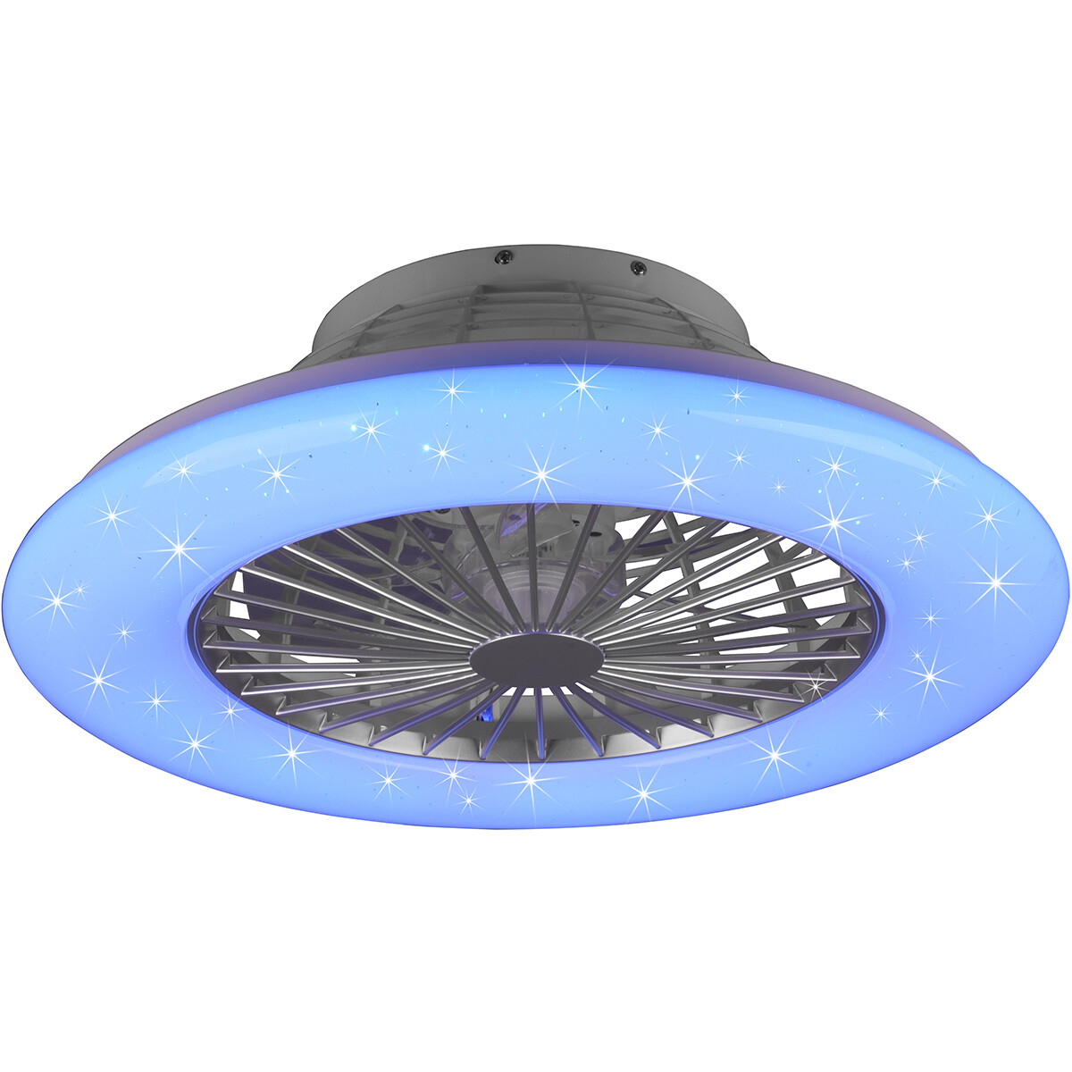 LED Plafondlamp met Ventilator - Plafondventilator - Trion Romina - 39W - Aanpasbare Kleur - Afstandsbediening - RGBW - Dimbaar - Rond - Mat Titaan - Kunststof