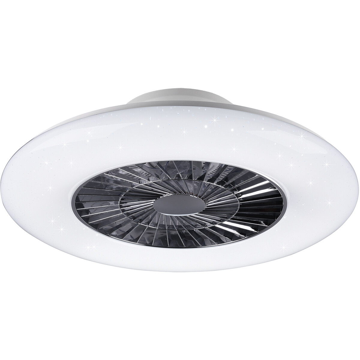 LED Plafondlamp met Ventilator - Plafondventilator - Trion Vison - 40W - Aanpasbare Kleur - Afstandsbediening - Dimbaar - Rond - Mat Chroom - Kunststof