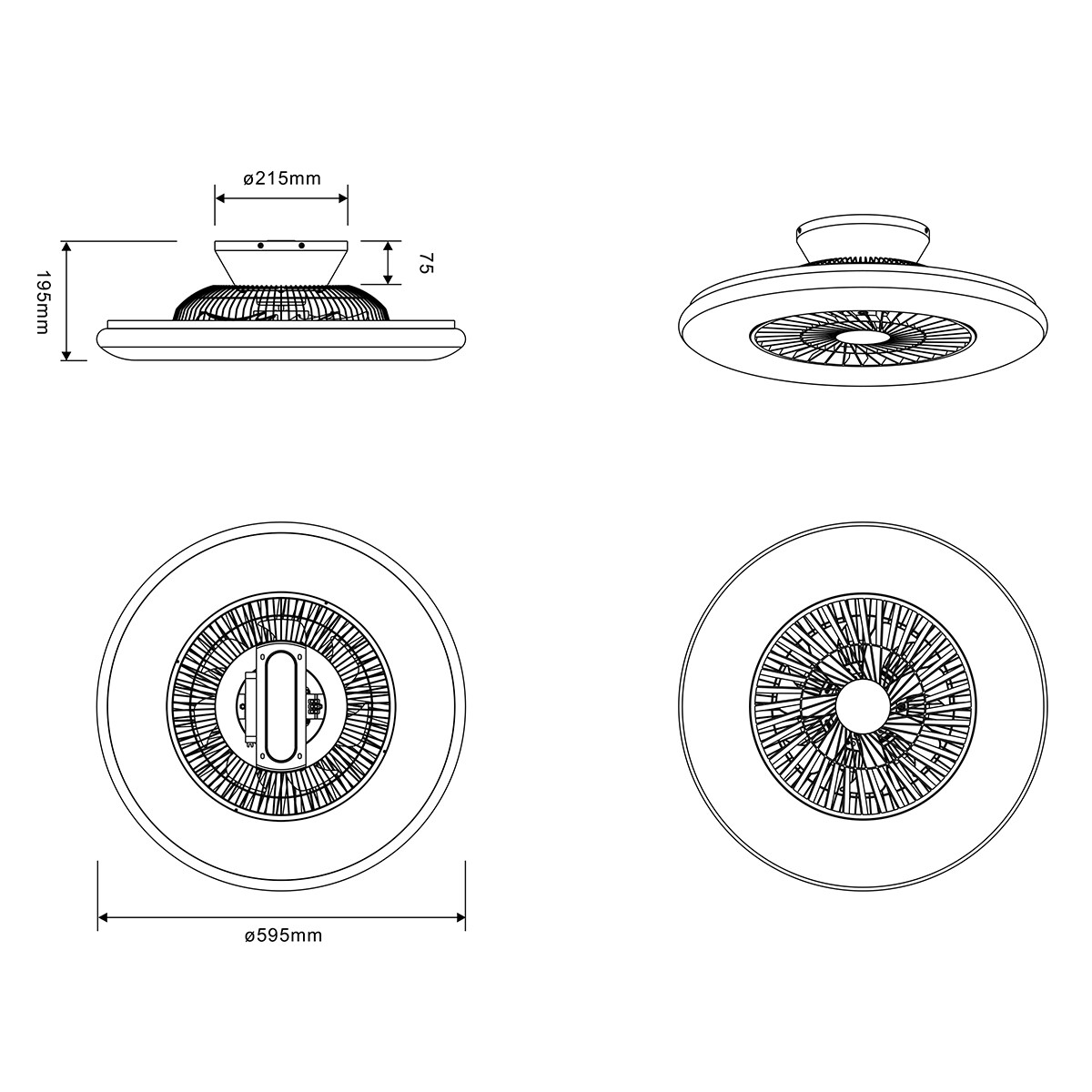 LED Plafondlamp met Ventilator - Plafondventilator - Trion Vison - 40W - Aanpasbare Kleur - Afstandsbediening - Dimbaar - Rond - Mat Chroom - Kunststof