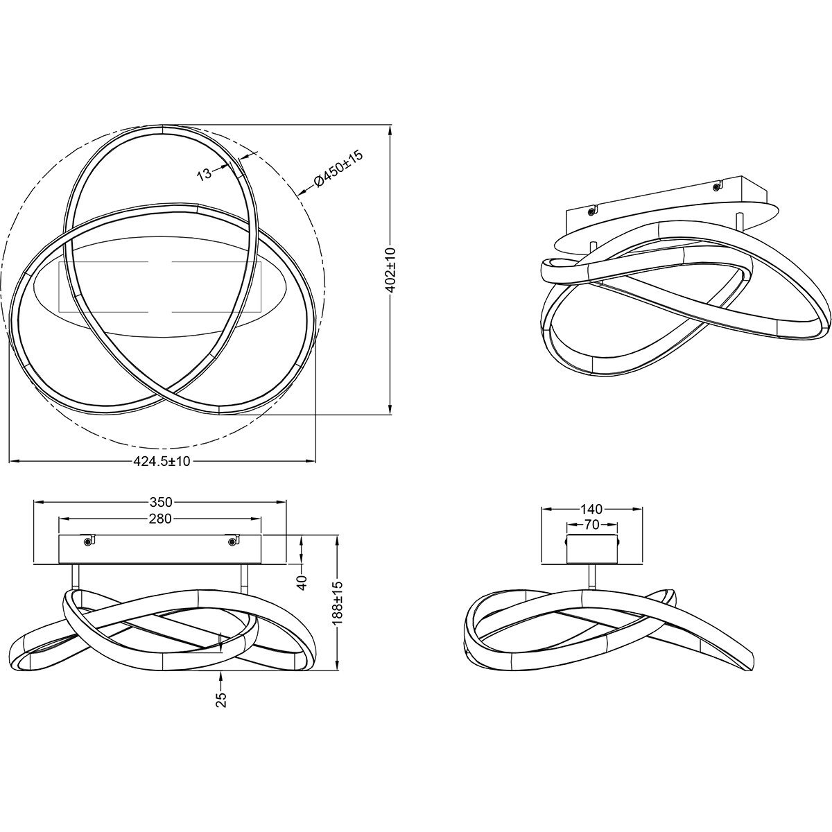 LED Plafondlamp - Plafondverlichting - Trion Corcy - 18W - Natuurlijk Wit 4000K - Dimbaar - Rond - Mat Nikkel - Aluminium