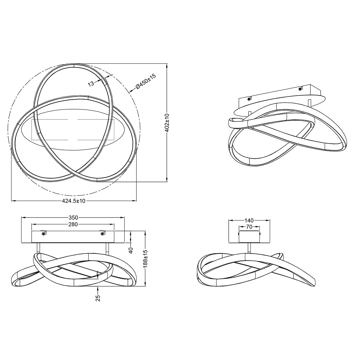 LED Plafondlamp - Plafondverlichting - Trion Corcy - 18W - Warm Wit 3000K - Dimbaar - Rond - Mat Nikkel - Aluminium