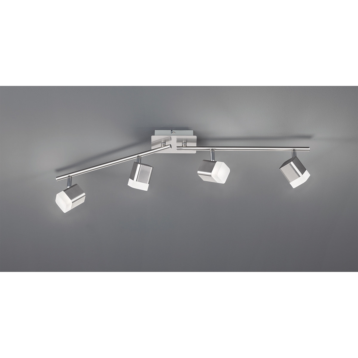 LED Plafondspot - Trion Ribon - 16W - Warm Wit 3000K - 4-lichts - Rechthoek - Mat Nikkel - Aluminium