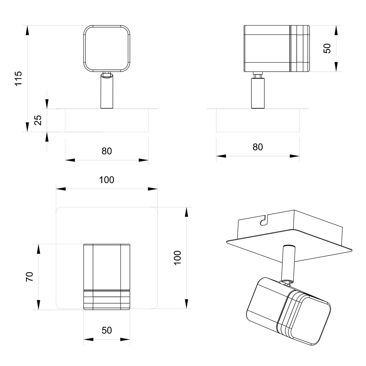 LED Wandspot - Wandverlichting - Trion Ribon - 4W - Warm Wit 3000K - 1-lichts - Rond - Mat Wit - Aluminium