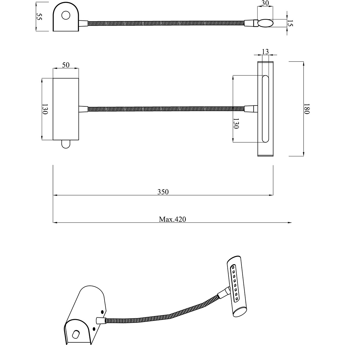 LED Spiegelverlichting - Schilderijverlichting - Trion Curty - 4W - Warm Wit 3000K - Dimbaar - Ovaal - Mat Nikkel - Aluminium