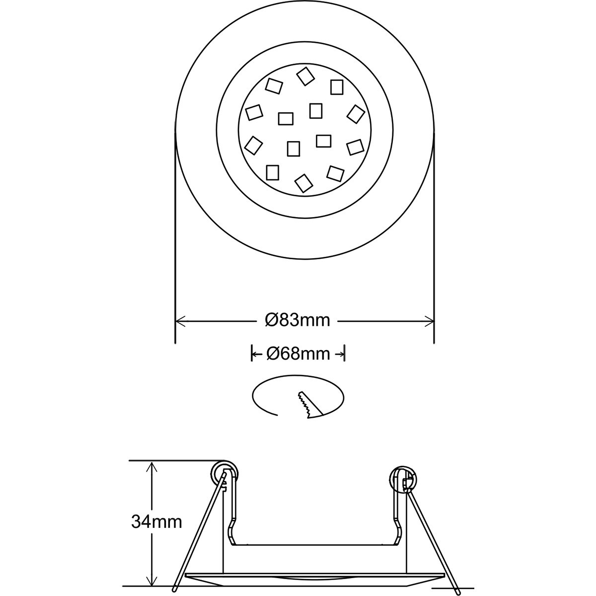 LED Spot Set - Trion - GU10 Fitting - Dimbaar - Inbouw Rond - Mat Zwart - 6W - Warm Wit 3000K - Kantelbaar Ø83mm