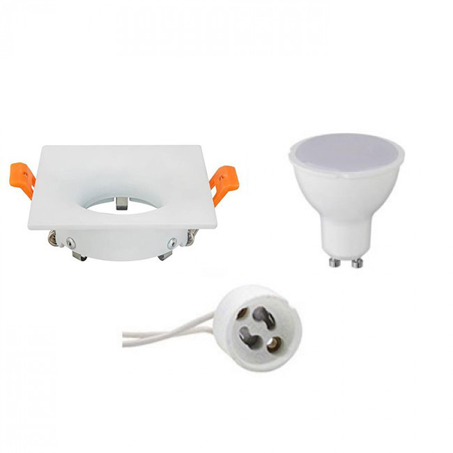 LED Spot Set - GU10 Fitting - Inbouw Vierkant - Mat Wit - 6W - Natuurlijk Wit 4200K - 85mm