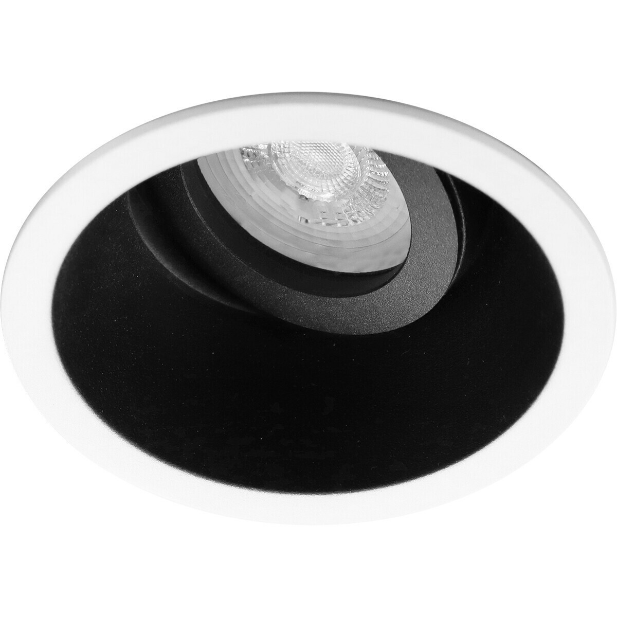 LED Spot Set - Pragmi Zano Pro - GU10 Fitting - Dimbaar - Inbouw Rond - Mat Zwart/Wit - 6W - Warm Wit 3000K - Kantelbaar - Ø93mm