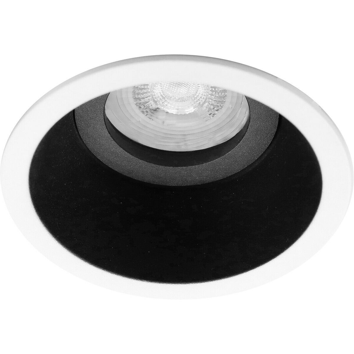 LED Spot Set - Pragmi Zano Pro - GU10 Fitting - Dimbaar - Inbouw Rond - Mat Zwart/Wit - 6W - Warm Wit 3000K - Kantelbaar - Ø93mm