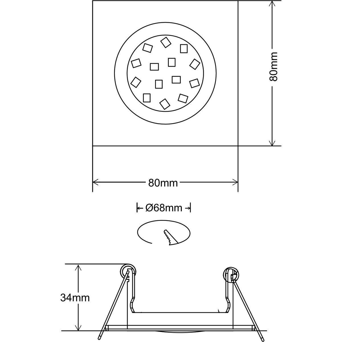 LED Spot Set - Trion - GU10 Fitting - Dimbaar - Inbouw Vierkant - Glans Chroom - 6W - Warm Wit 3000K - Kantelbaar 80mm