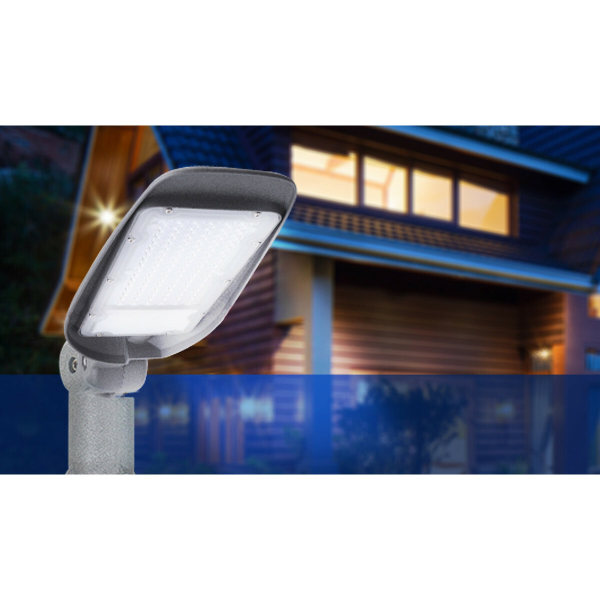 LED Straatlamp - Straatverlichting - Aigi Animo - 30W - Helder/Koud Wit 6500K - Waterdicht IP65 - Mat Grijs - Aluminium