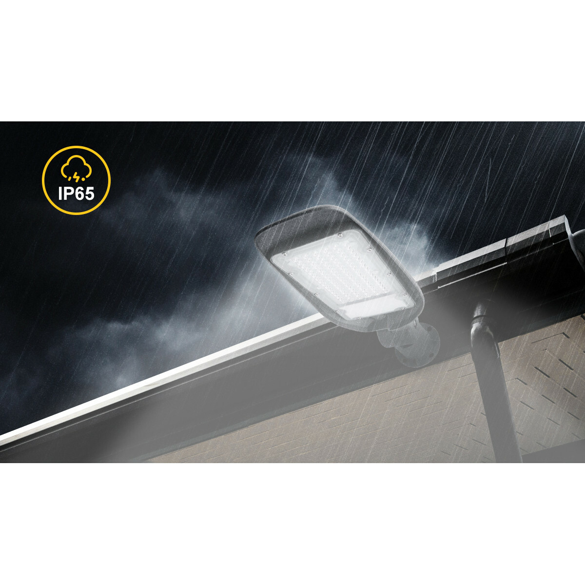 LED Straatlamp - Straatverlichting - Aigi Animo - 50W - Helder/Koud Wit 6500K - Waterdicht IP65 - Mat Grijs - Aluminium