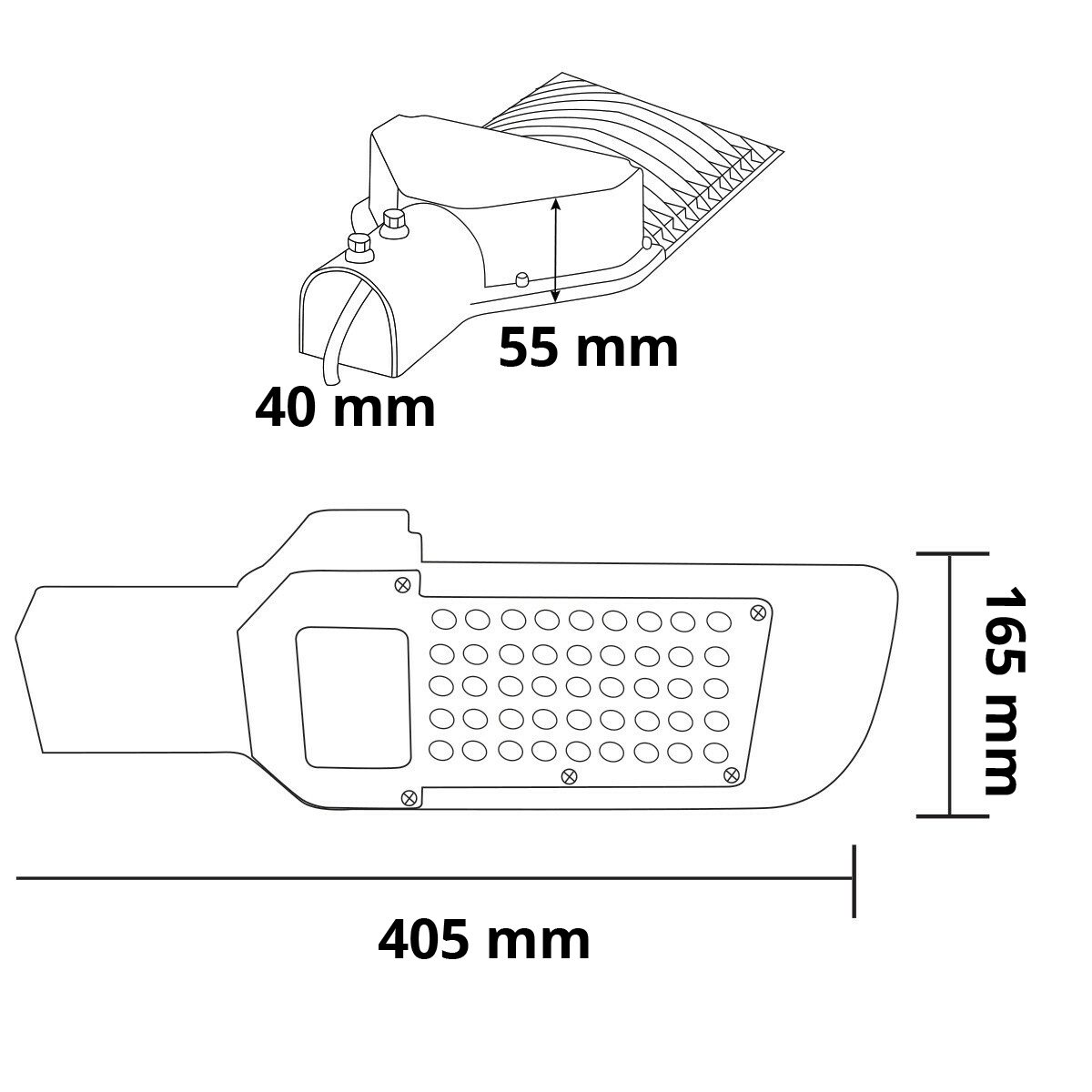 LED Straatlamp - Straatverlichting - Orny - 50W - Helder/Koud Wit 6400K - Waterdicht IP65 - Mat Zwart - Aluminium