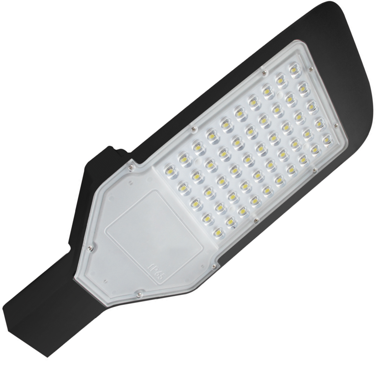 LED Straatlamp - Straatverlichting - Orny - 50W - Helder/Koud Wit 6400K - Waterdicht IP65 - Mat Zwart - Aluminium