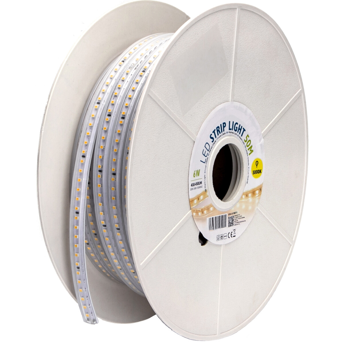 LED Strip - Aigi Stribo - 50 Meter - IP65 Waterdicht - Warm Wit 3000K - 2835 SMD 230V