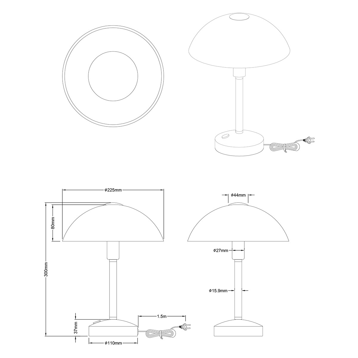 LED Tafellamp - Trion Dontra - 4W - Warm Wit 3000K - Rond - Mat Goud - Aluminium