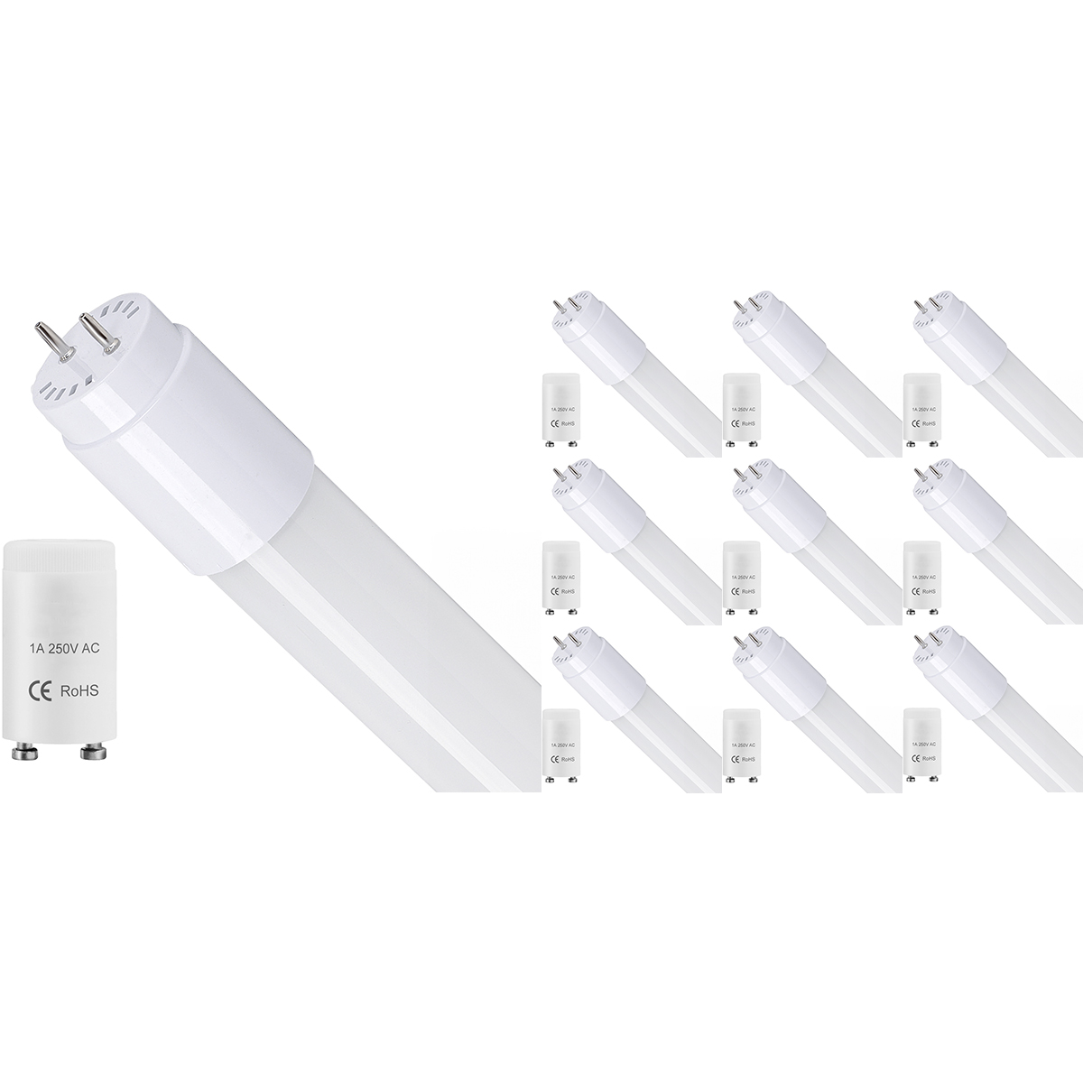 LED TL Buis - T8 G13 - 10 Pack - Velvalux - 60 cm - 8W 960lm - 865 Helder/Koud Wit 6500K | Vervangt 69W