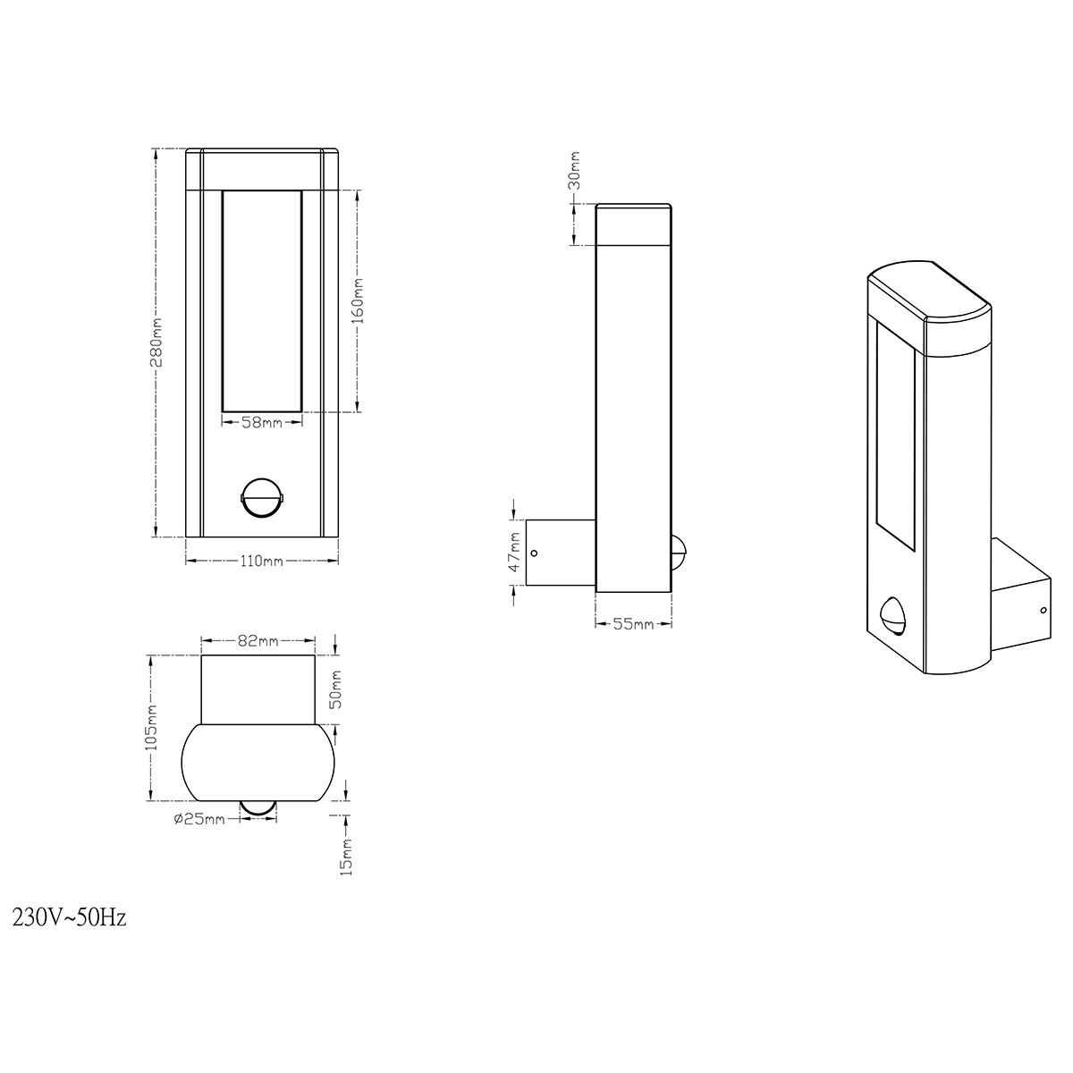 LED Tuinverlichting - Tuinlamp - Trion Rhinon - Wand - Bewegingssensor - 9W - Mat Antraciet - Aluminium