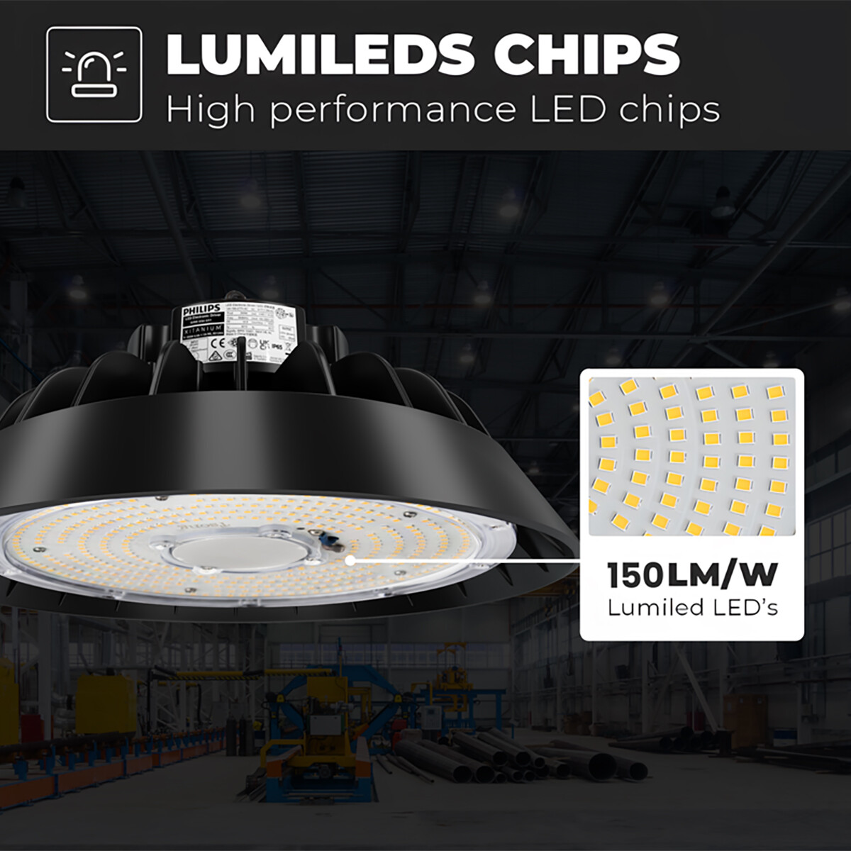 LED UFO High Bay Premium - Rinzu Prem - 200W - High Lumen 150 LM/W - Magazijnverlichting - Dimbaar - Waterdicht IP65 - Natuurlijk Wit 4000K - Aluminium - Philips Driver