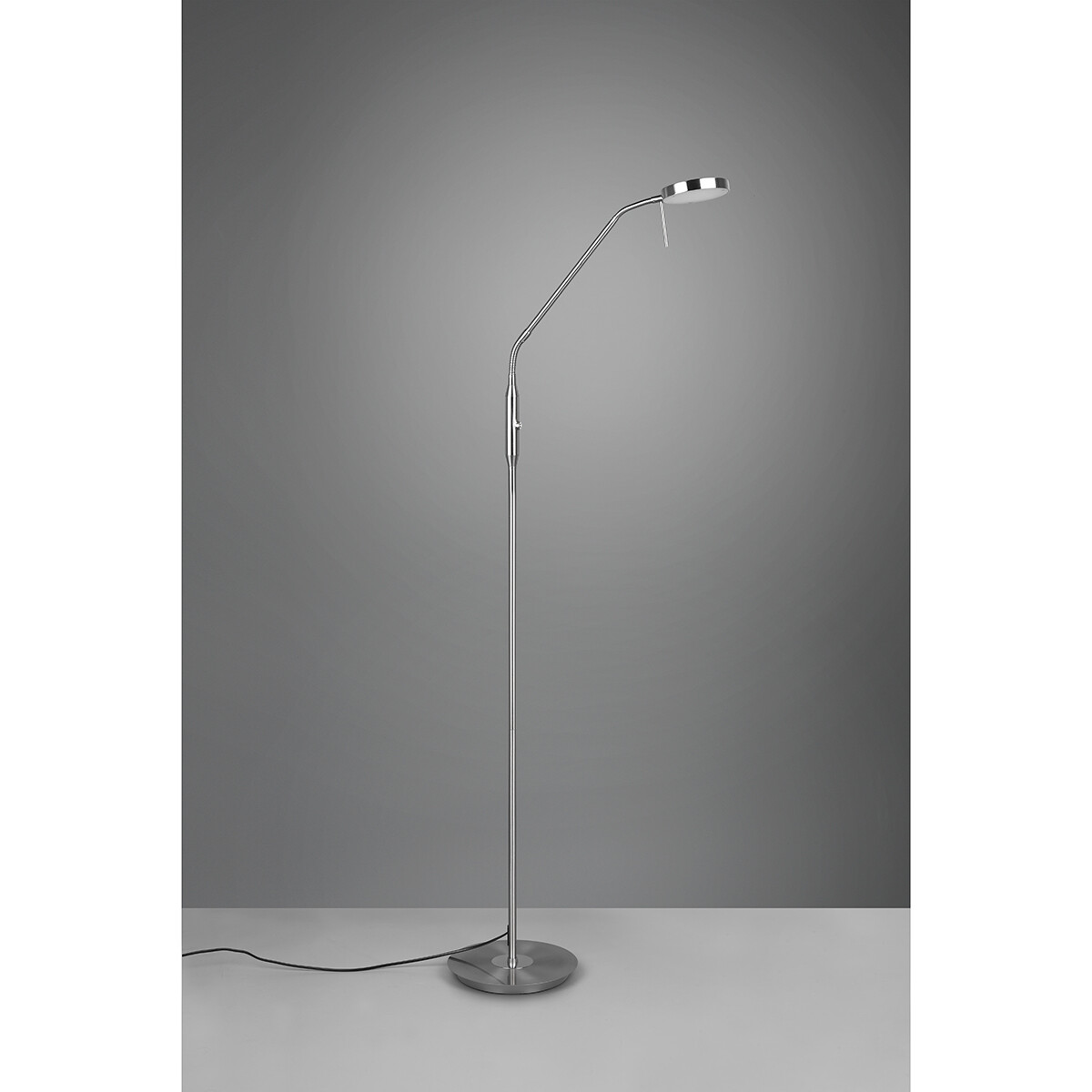 LED Vloerlamp - Trion Monzino - 12W - Aanpasbare Kleur - Dimbaar - Rond - Mat Nikkel - Aluminium