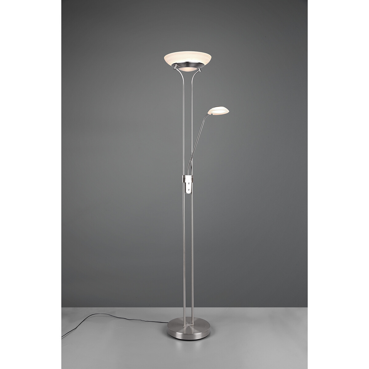 LED Vloerlamp - Trion Orsan - 31W - Warm Wit 3000K - Dimbaar - Rond - Mat Nikkel - Aluminium