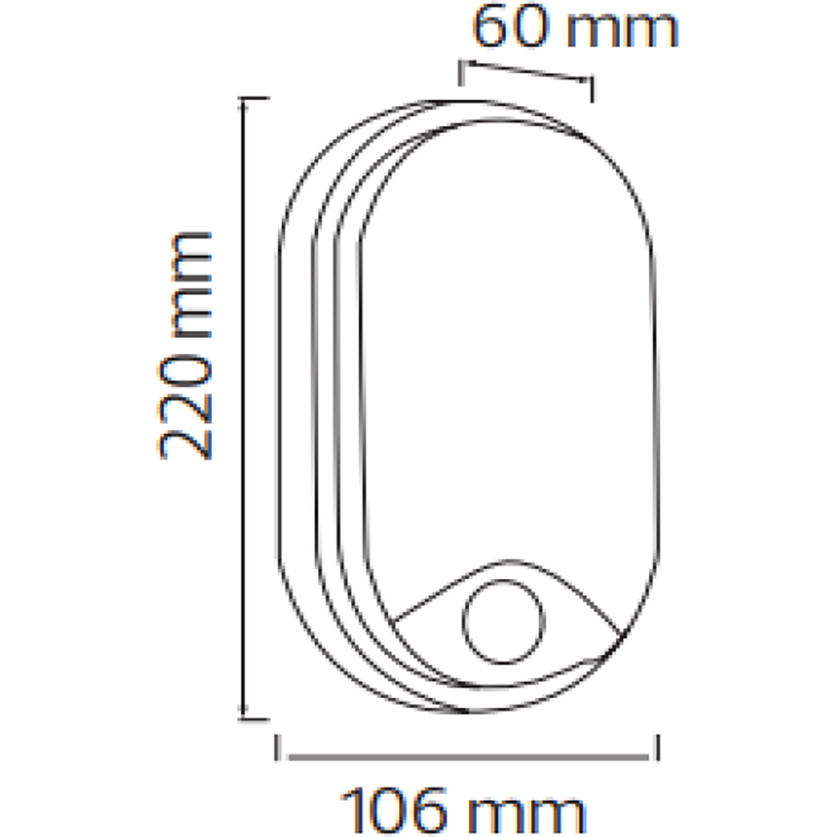 LED Wandlamp met Sensor - Kozolux Porta - 15W 1200lm - Warm Wit 3000K - IP54 - Ovaal - Wit