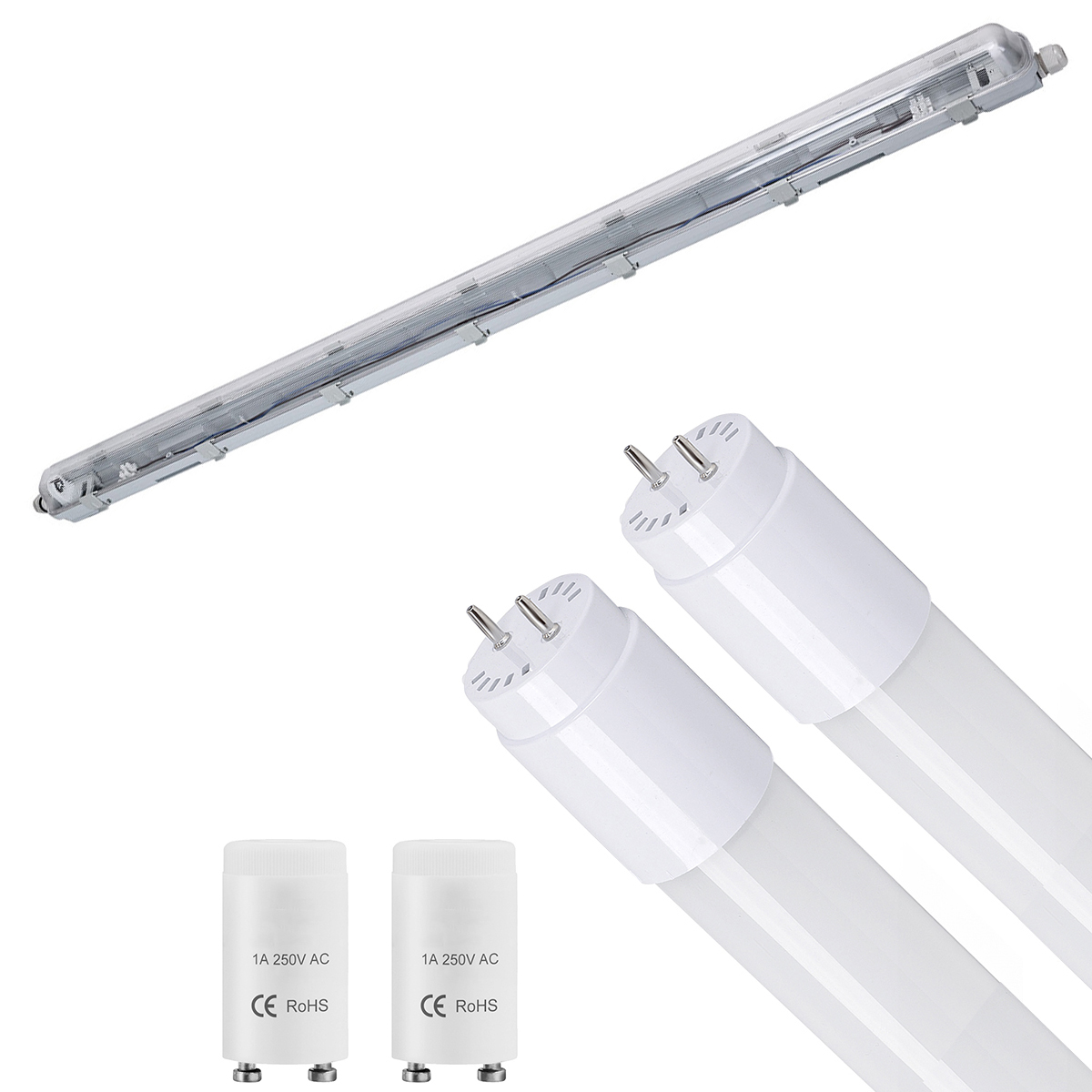 LED Waterdichte TL Armatuur met T8 G13 Buizen - Velvalux Strela - 120cm - Dubbel - Koppelbaar - Waterdicht IP65 - 32W 4320lm - 865 Helder/Koud Wit 6500K | Vervangt 268W