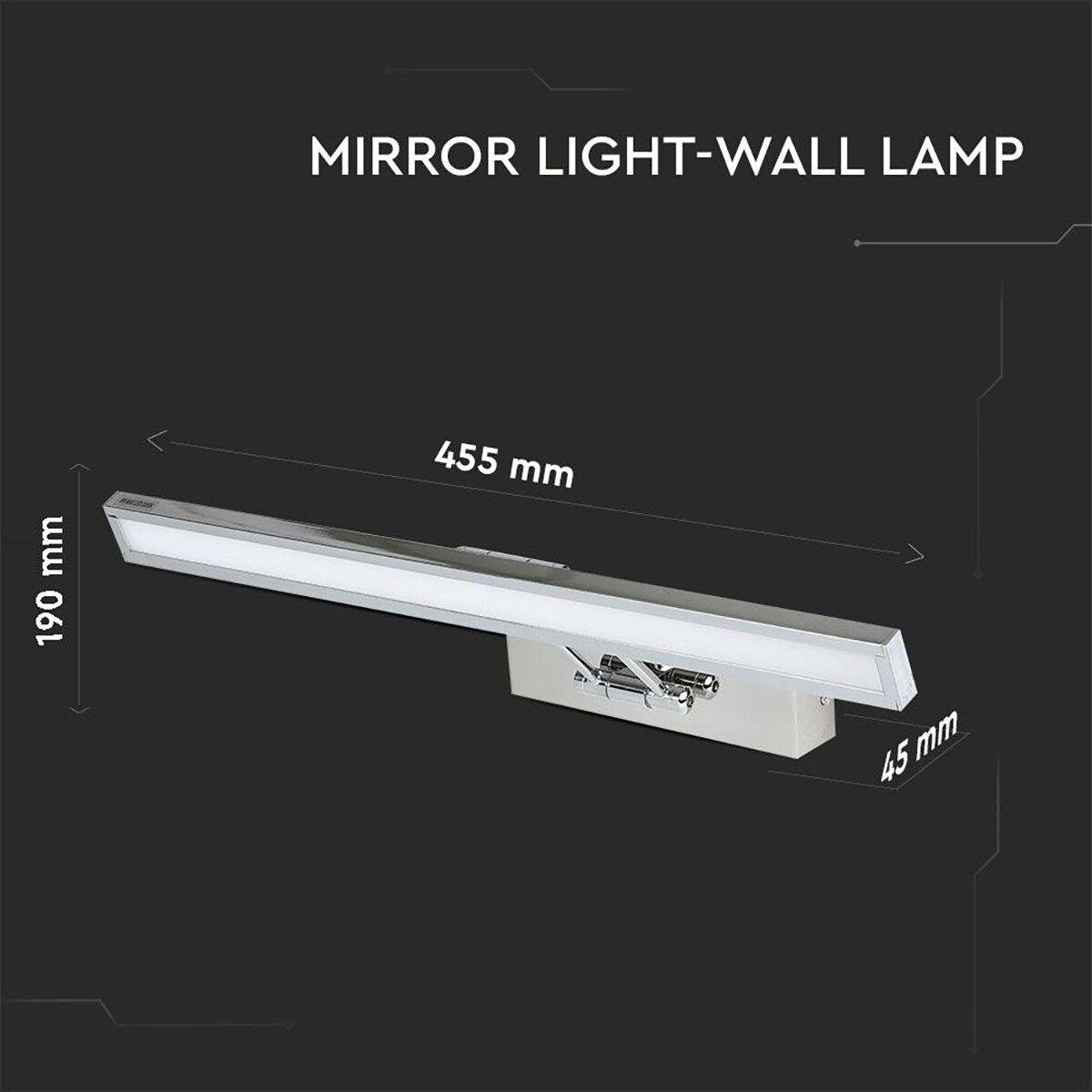 LED Spiegelverlichting - Schilderijverlichting - Viron Quala - 8W - Natuurlijk Wit 4000K - Mat Chroom - Aluminium