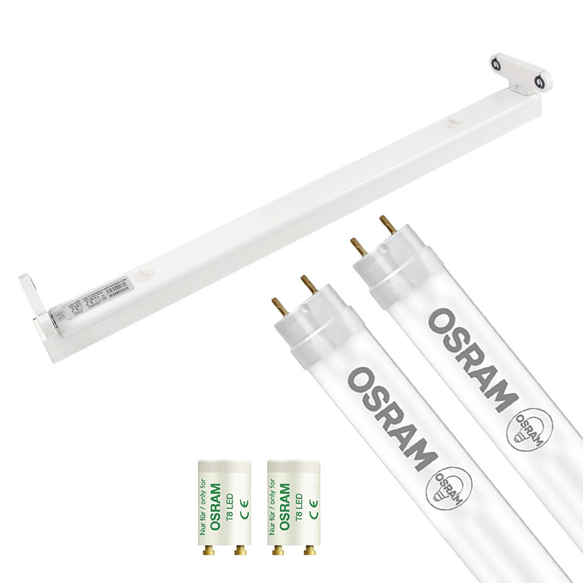 LED TL Armatuur met T8 Buis - OSRAM SubstiTUBE Value EM 840 - Aigi Dybolo - 60cm Dubbel - 15.2W - Natuurlijk Wit 4000K