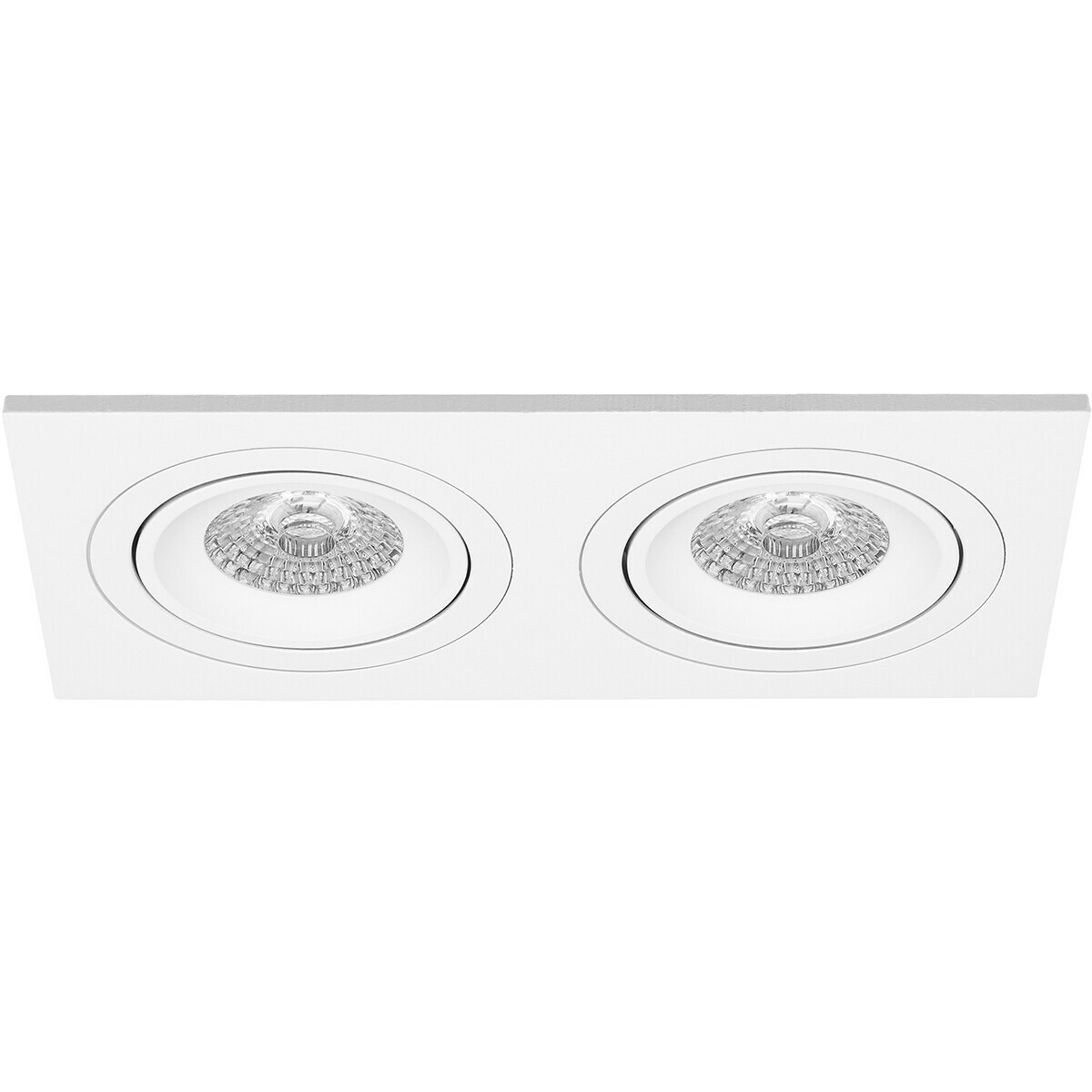 Pragmi Borny Pro - Inbouw Rechthoek Dubbel - Mat Wit - Kantelbaar - 175x92mm - Philips Hue - LED Spot Set GU10 - White Ambiance - Bluetooth