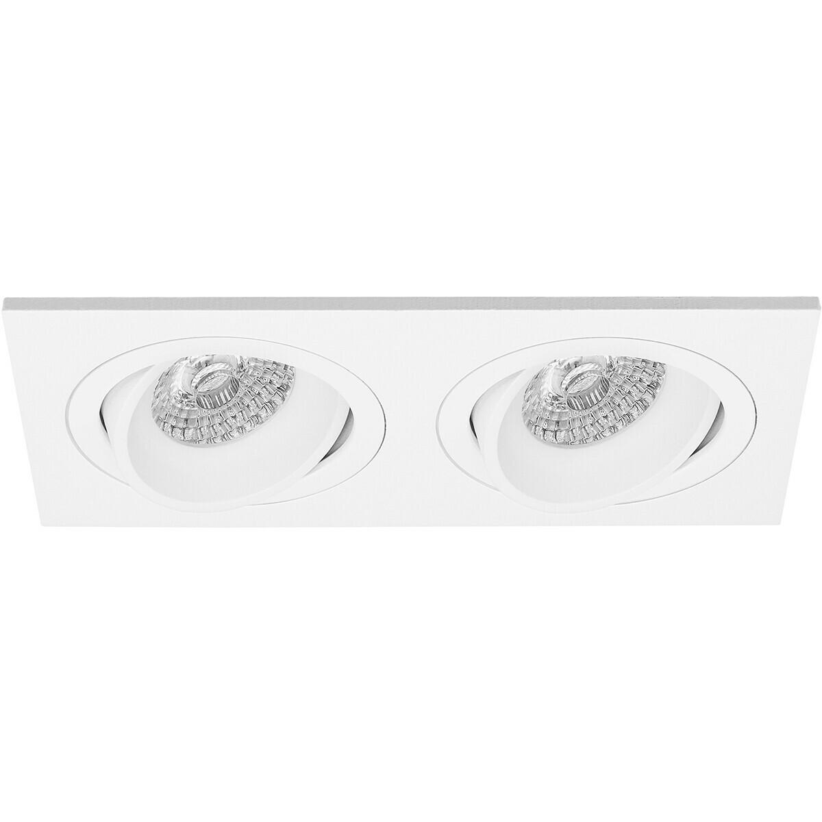 Pragmi Borny Pro - Inbouw Rechthoek Dubbel - Mat Wit - Kantelbaar - 175x92mm - Philips Hue - LED Spot Set GU10 - White Ambiance - Bluetooth