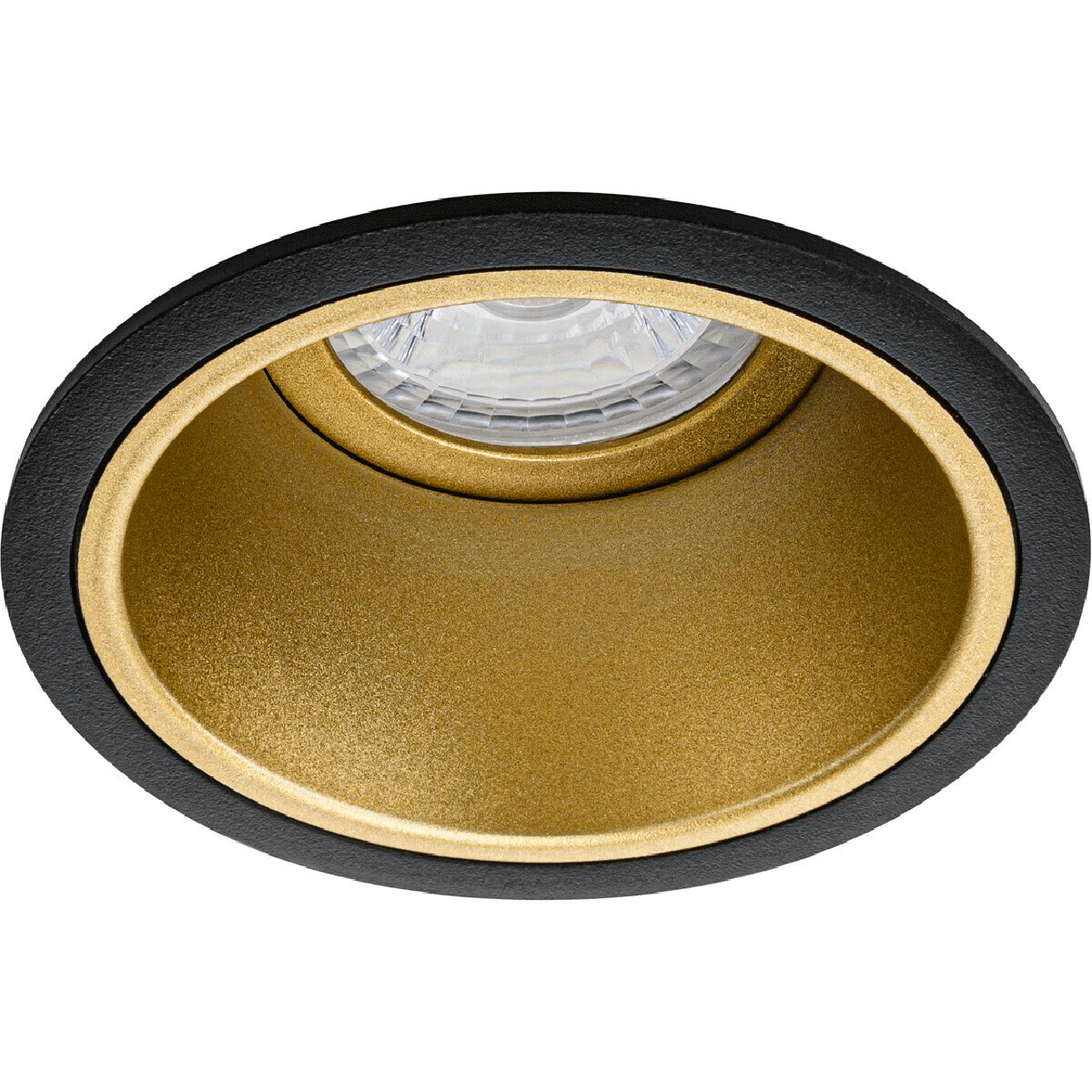 LED Spot Set - Pragmi Minko Pro - GU10 Fitting - Inbouw Rond - Mat Zwart/Goud - Verdiept - Ø90mm - Philips - MASTER 927 36D VLE - 4.9W - Warm Wit 2200K-2700K - DimTone Dimbaar