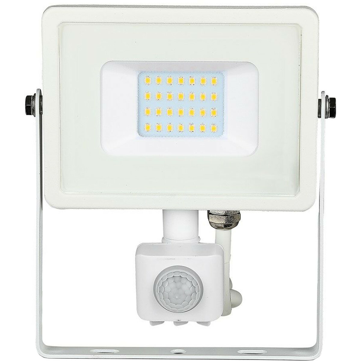 LED Bouwlamp 20 Watt met Sensor - LED Schijnwerper - Viron Dana - Natuurlijk Wit 4000K - Mat Wit - Aluminium - SAMSUNG LEDs