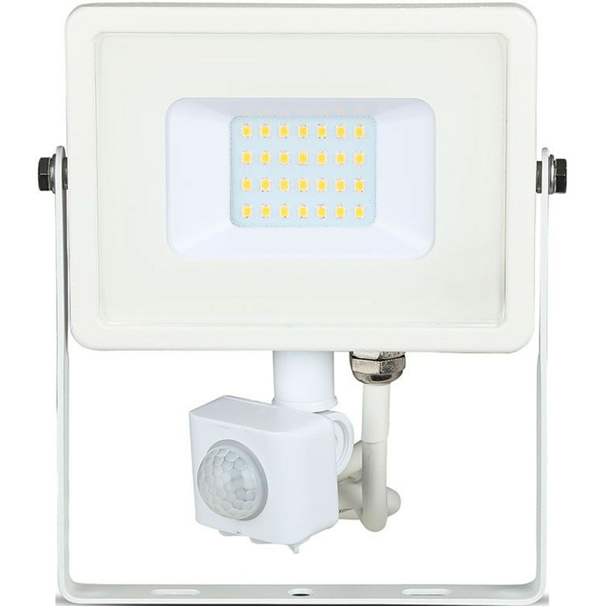 LED Bouwlamp 20 Watt met Sensor - LED Schijnwerper - Viron Dana - Natuurlijk Wit 4000K - Mat Wit - Aluminium - SAMSUNG LEDs