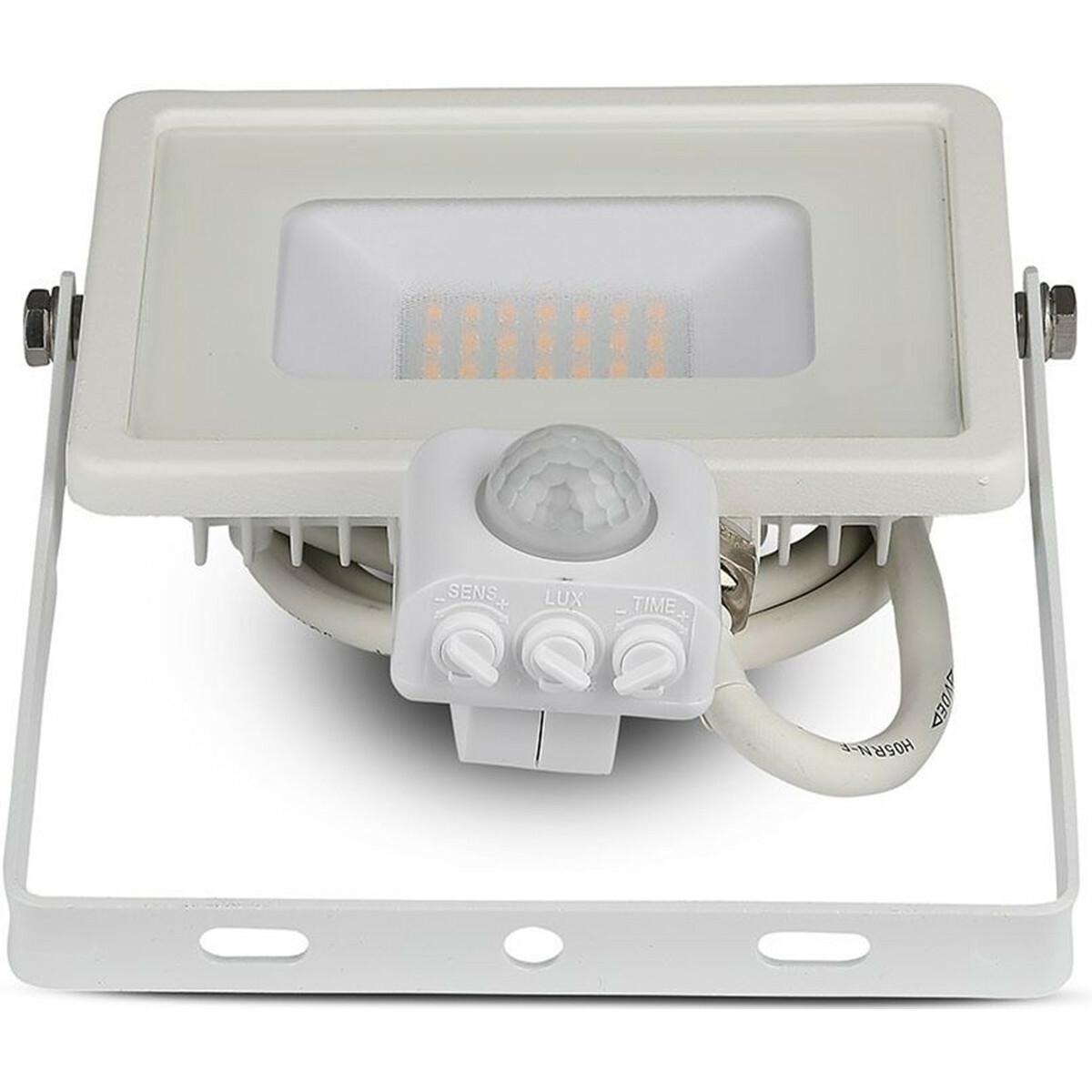 LED Bouwlamp 20 Watt met Sensor - LED Schijnwerper - Viron Dana - Natuurlijk Wit 4000K - Mat Wit - Aluminium - SAMSUNG LEDs