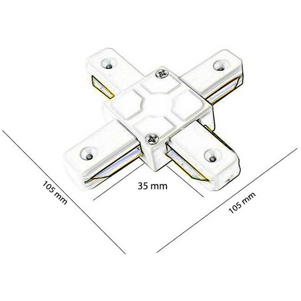 Spanningsrail Doorverbinder - Facto - X Kruis Koppeling - 1 Fase - Wit