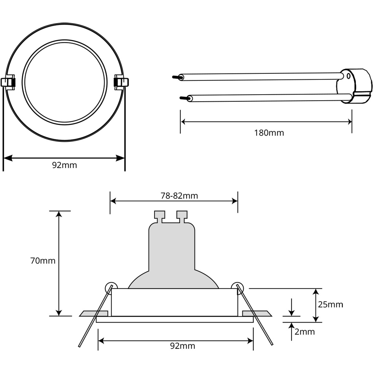 Spot Armatuur GU10 - Pragmi Alpin Pro - GU10 Inbouwspot - Rond - Zwart - Aluminium - Kantelbaar - Ø92mm