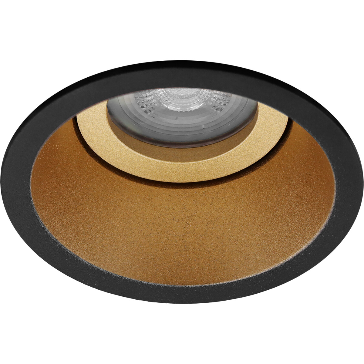 Spot Armatuur GU10 - Pragmi Zano Pro - GU10 Inbouwspot - Rond - Zwart/Goud - Aluminium - Kantelbaar - Ø93mm