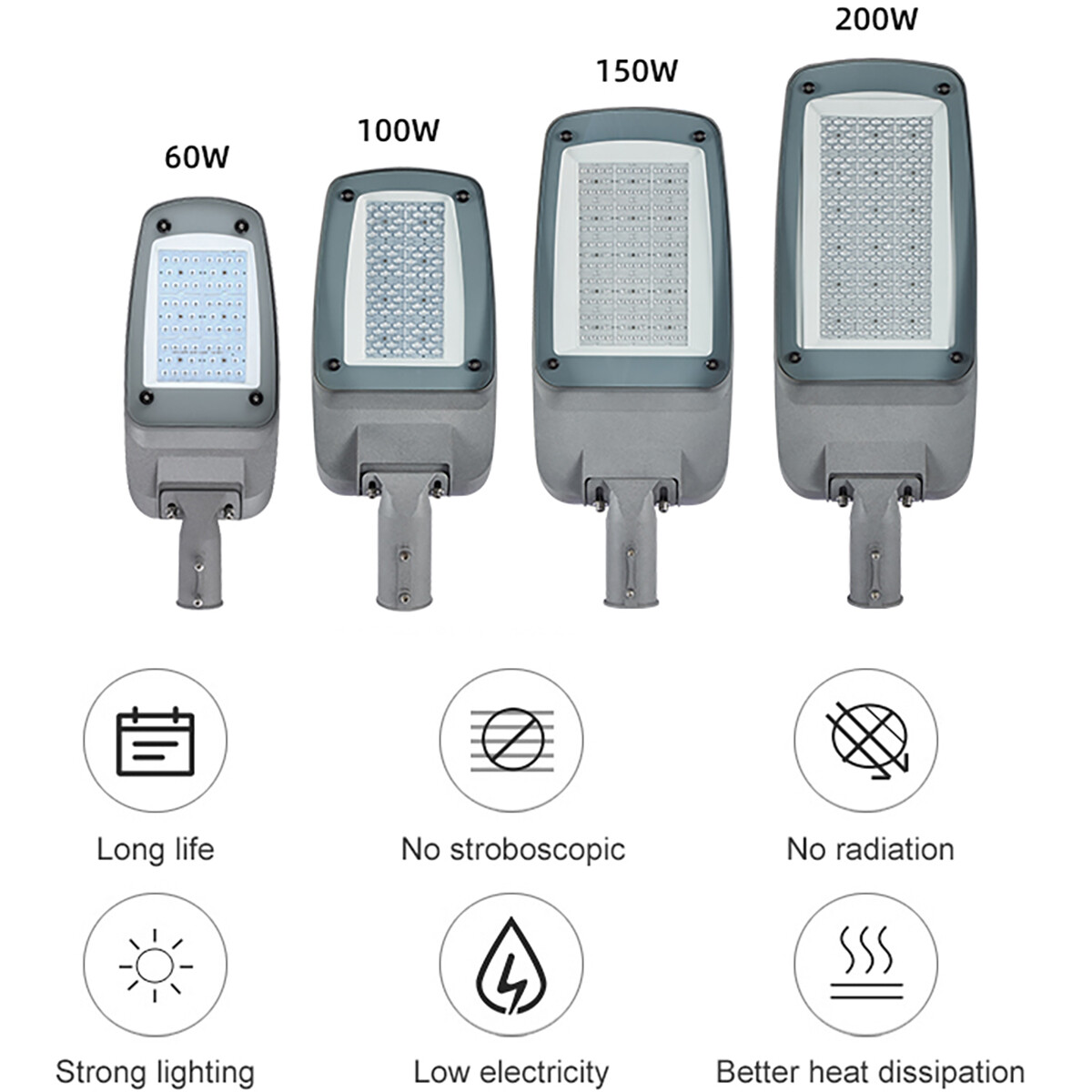 Straatverlichting met Photocell Sensor - Rinzu Strion - 150 Watt - 25500 Lumen - 4000K - Waterdicht IP66 - 70x140D Ø60mm Spigot - OSRAM Driver - Lumileds