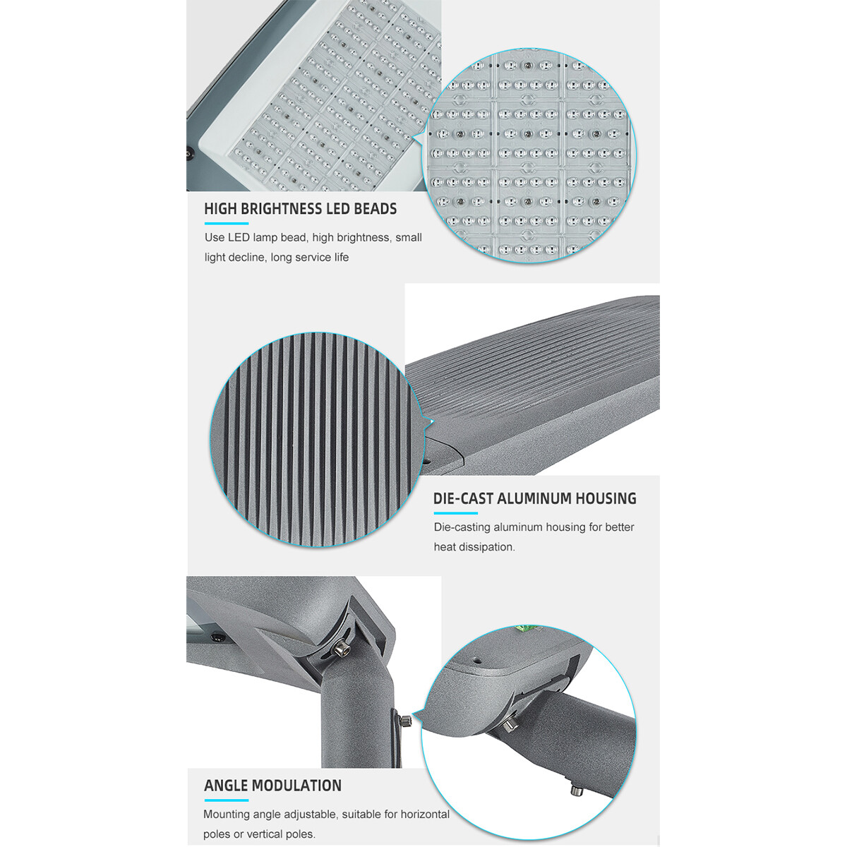 Straatverlichting met Photocell Sensor - Rinzu Strion - 150 Watt - 25500 Lumen - 4000K - Waterdicht IP66 - 70x140D Ø60mm Spigot - OSRAM Driver - Lumileds